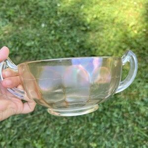 Vintage Carnival Glass Dish with Handles Candy Dish Side Dish